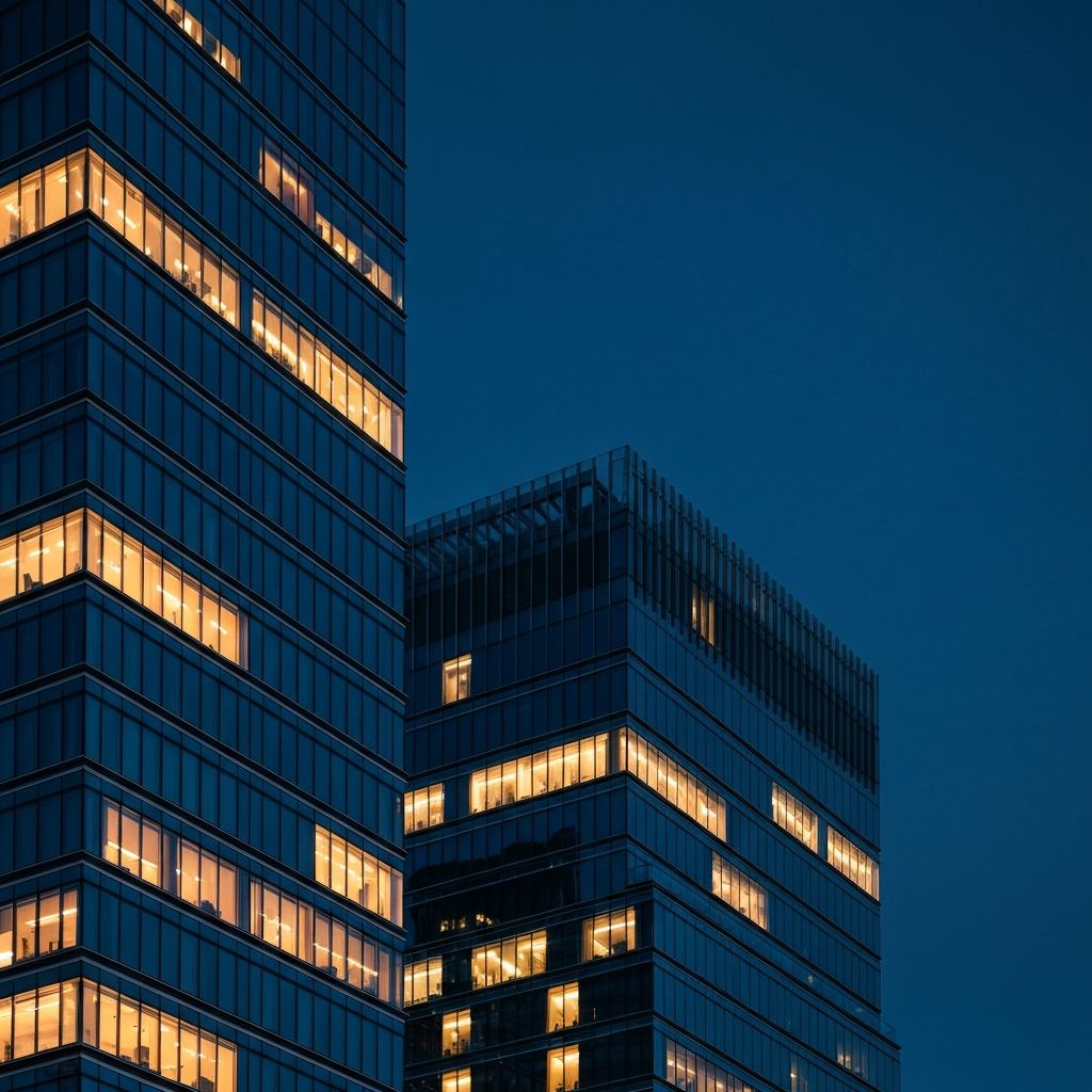 Luxury real estate building at dusk